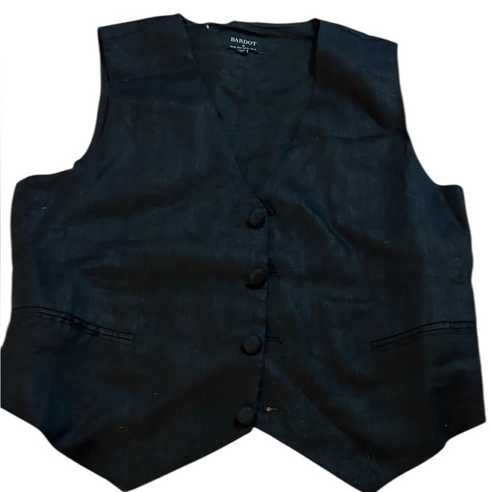 Bardot Button Down Vest linen size M with covered buttons